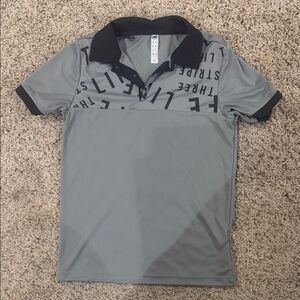 Adidas Boy's Grey Polo Shirt with Black Collar